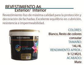 REVESTIMIENTO LISO A6 BLANCO SUPERIOR INT/EXT 14L